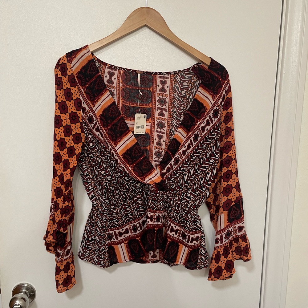 Free People Boho Peplum Top